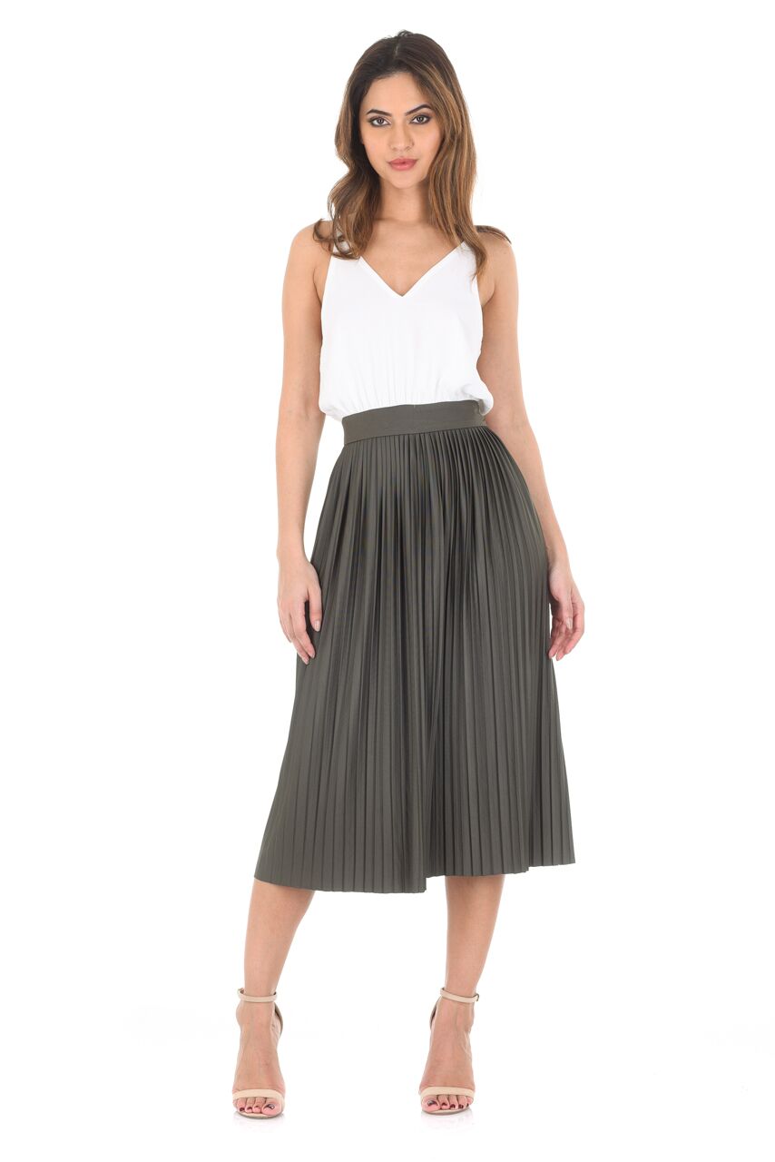 Khaki 2 In 1 Pleated Skirt Dress – AX Paris
