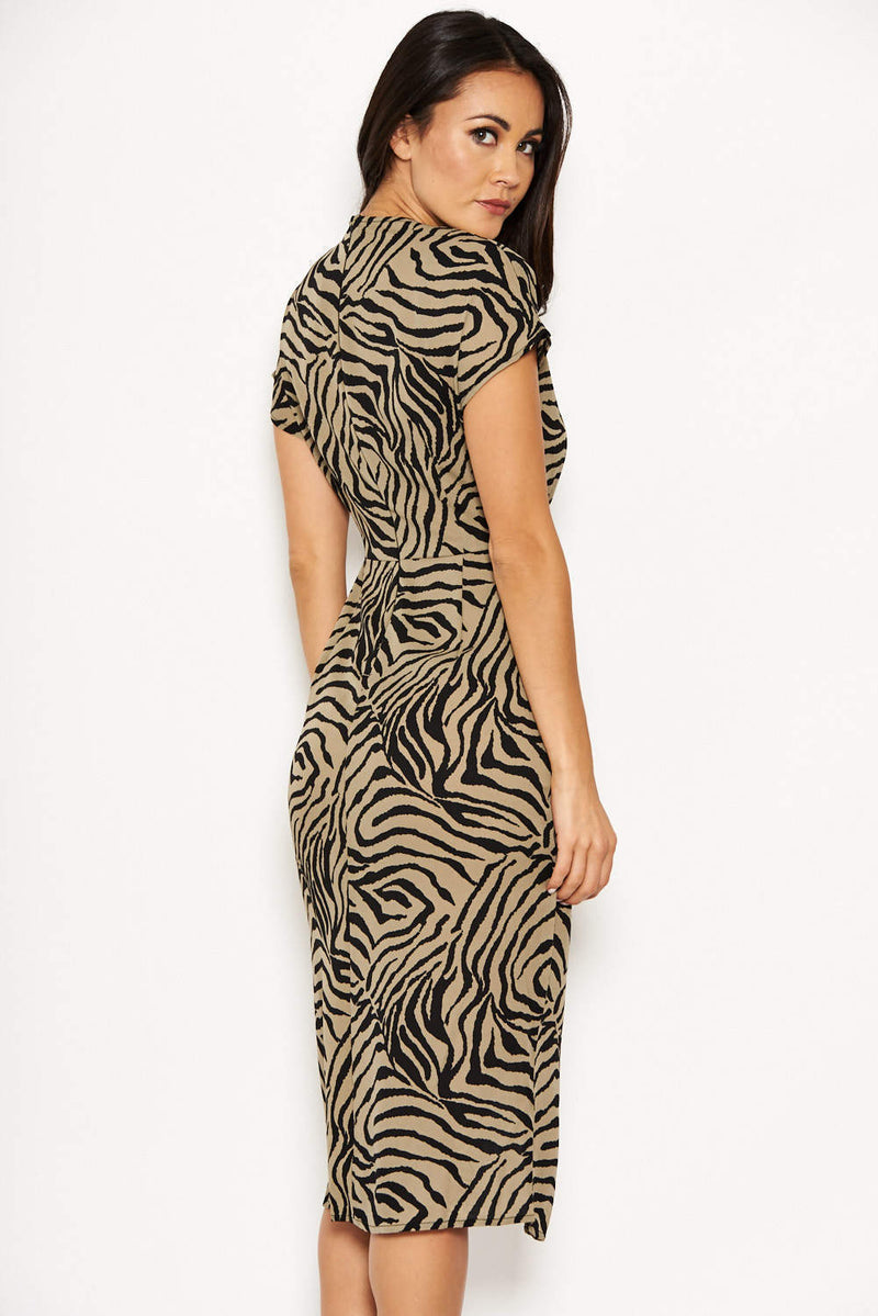 Khaki Animal Print Wrap Style Dress – AX Paris