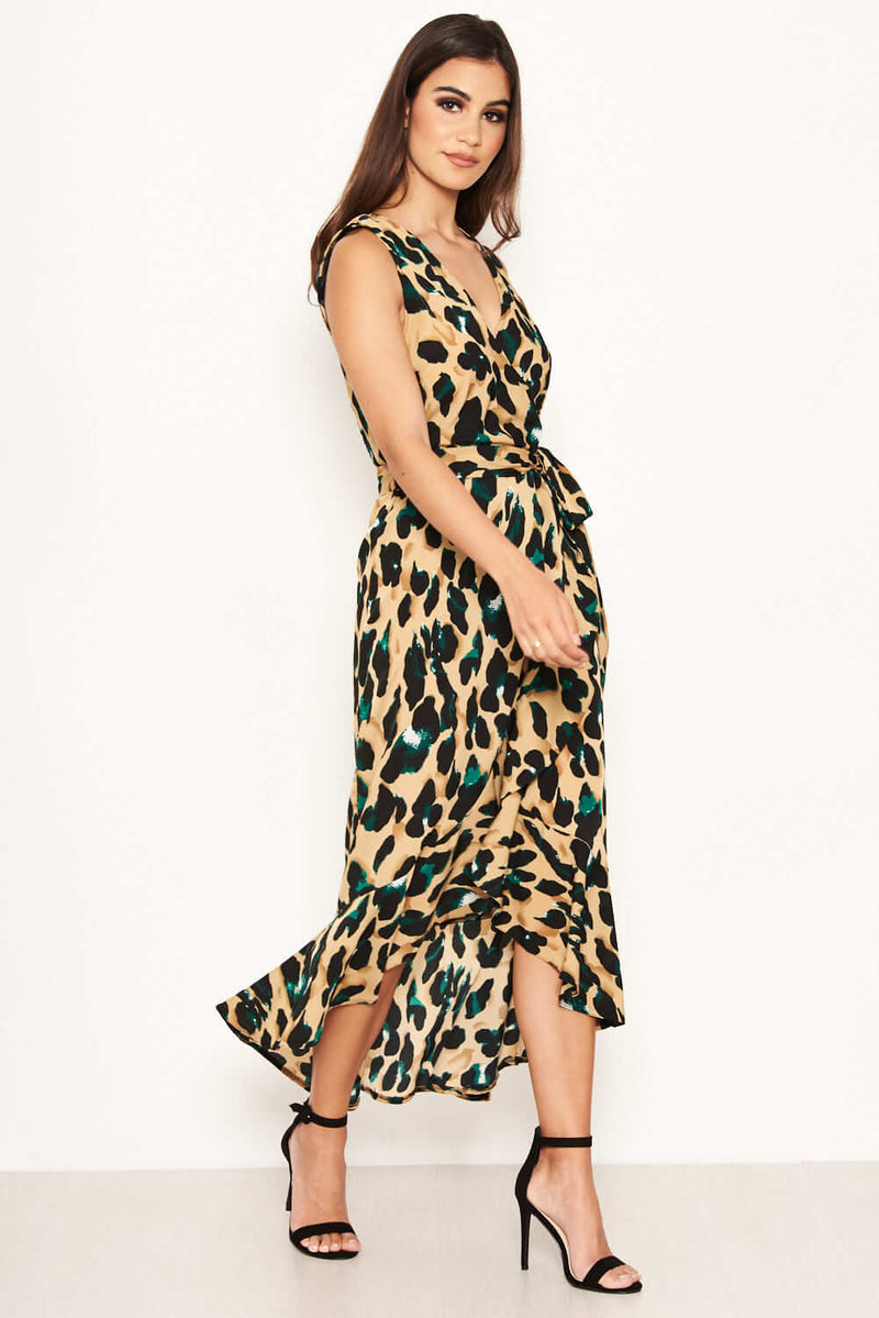 leopard print maxi wrap dress