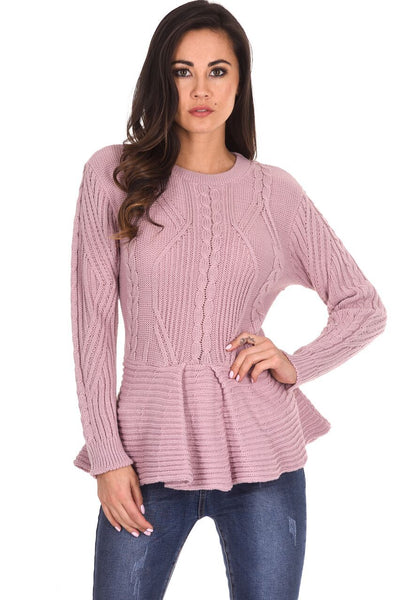 Pink Peplum Knitted Jumper – AX Paris