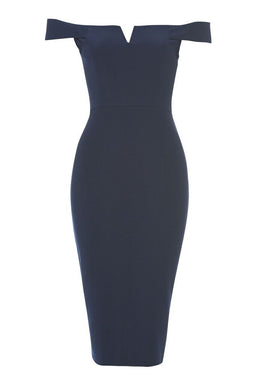 Navy Bardot Bodycon Dress – AX Paris