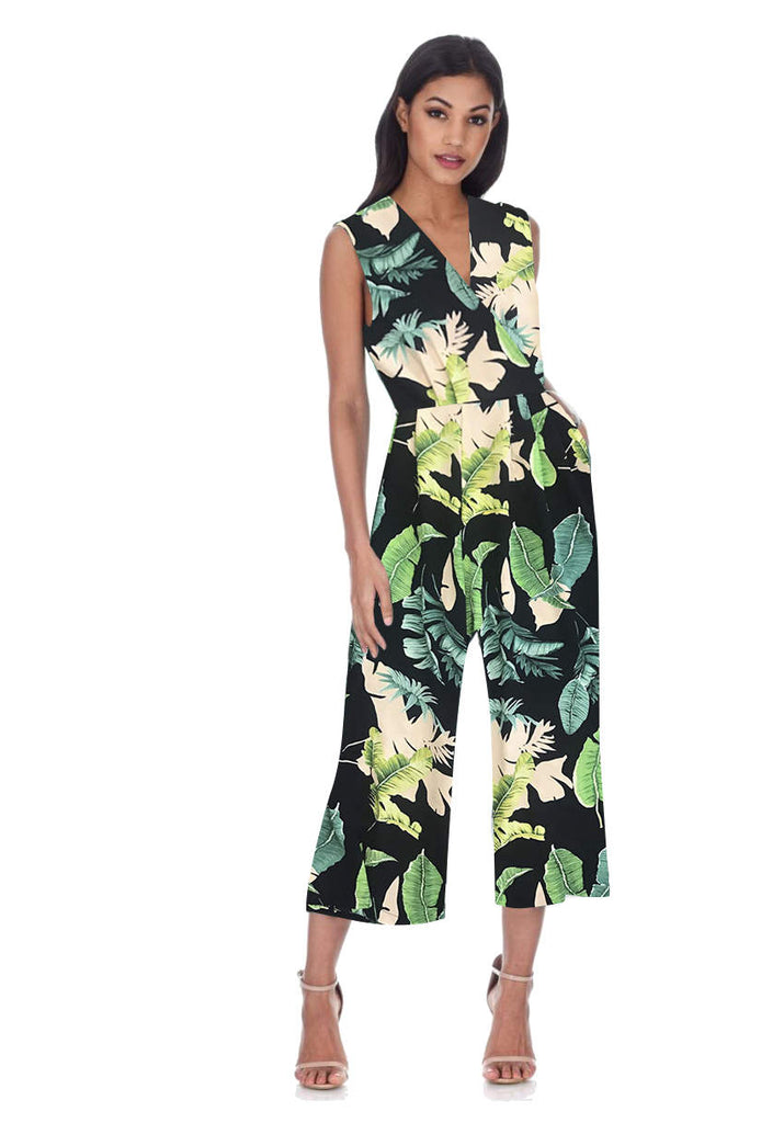 ax paris leaf print jumpsuit