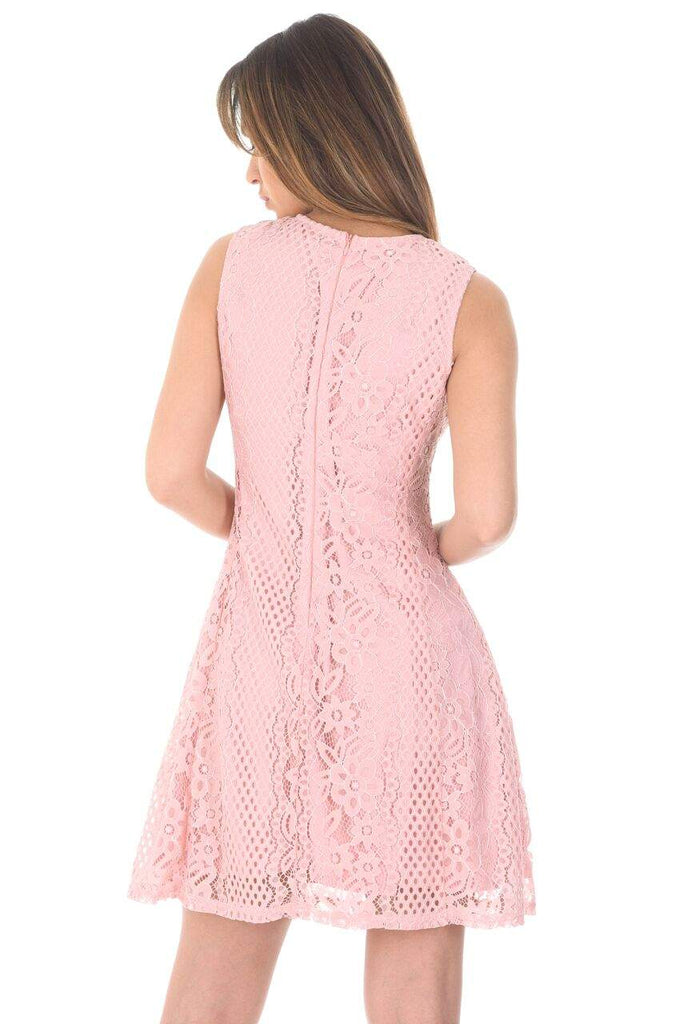 Pink Lace Detail Skater Dress Ax Paris 4621