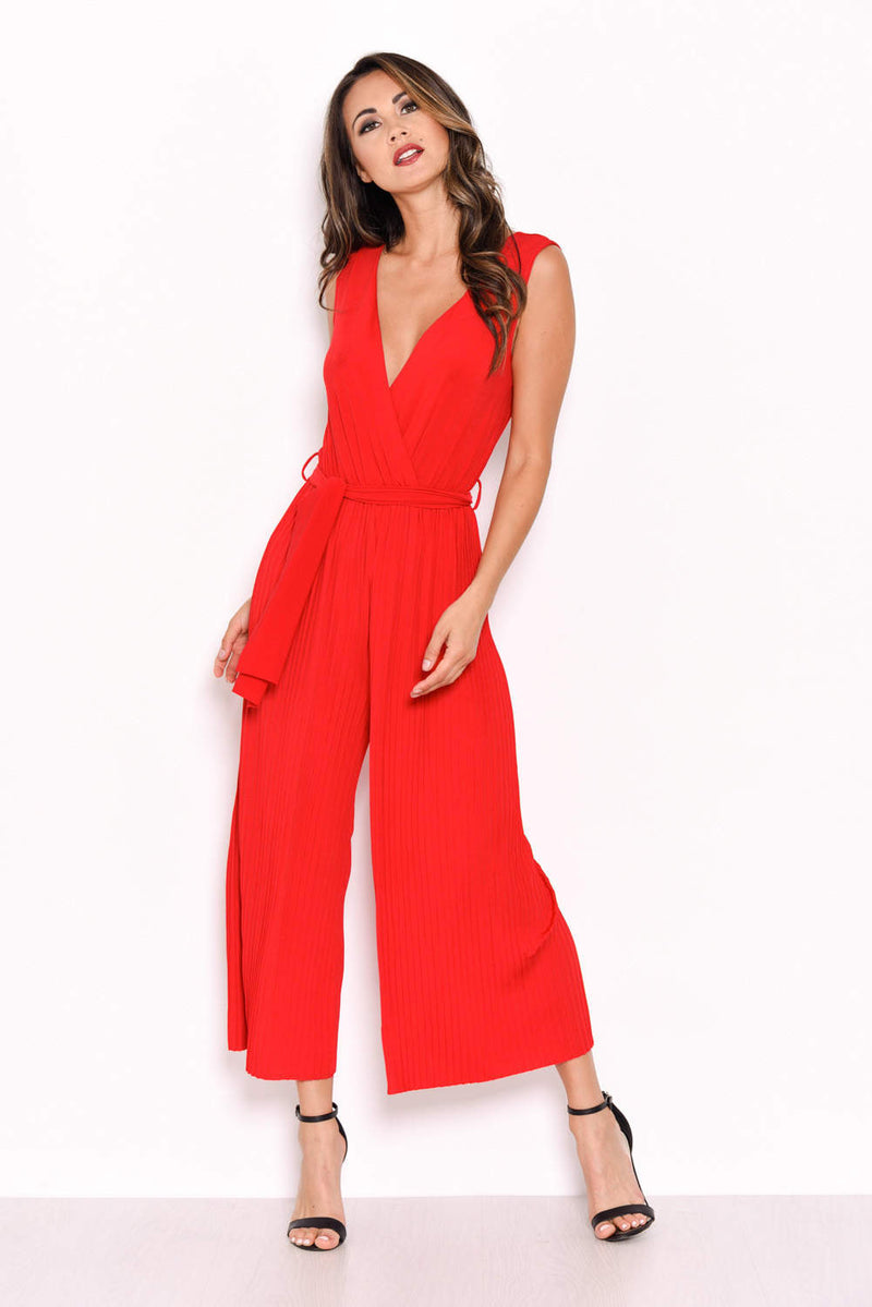 red culotte jumpsuit