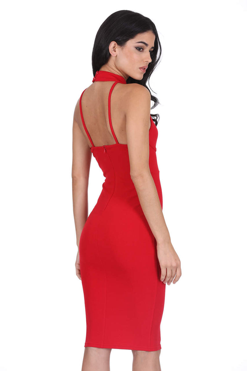 Red Choker Neck Midi Dress – AX Paris