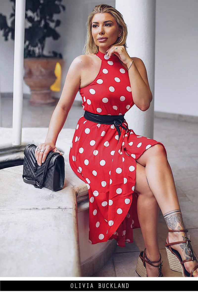 ax paris red polka dot dress
