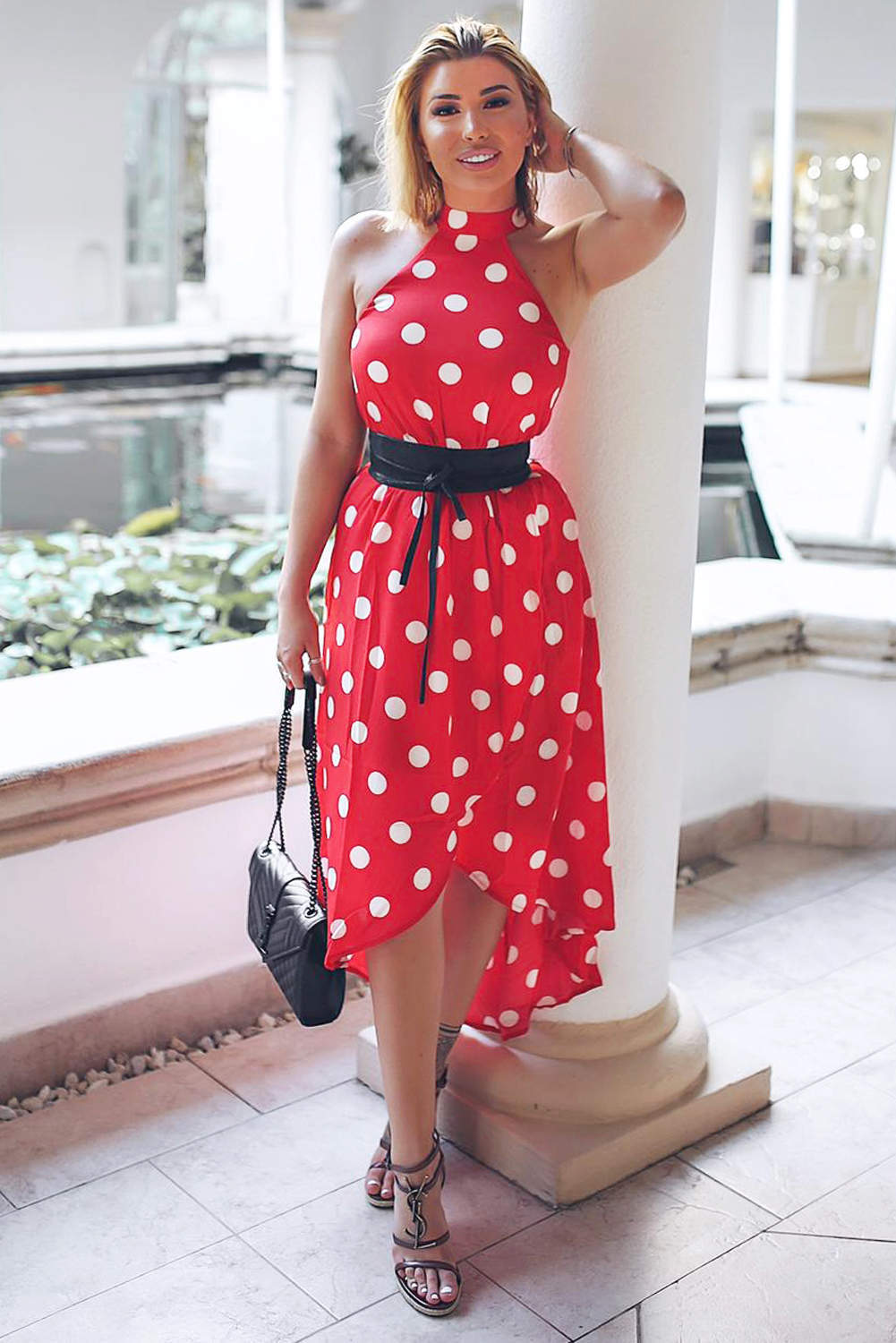 ax paris red polka dot dress