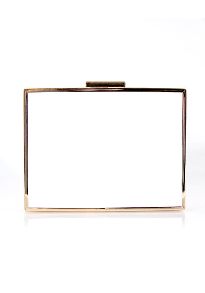 White Box Clutch bag with Gold Detail – AX Paris