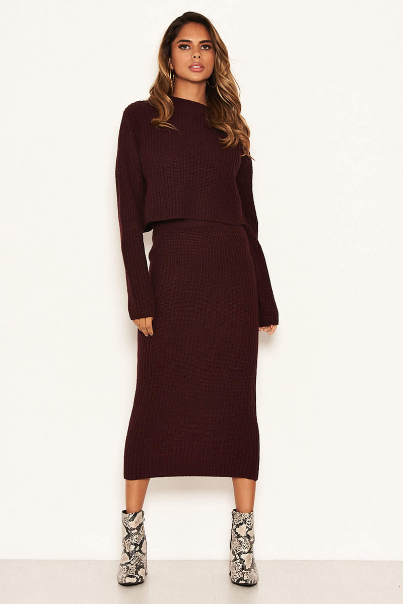 Wine Knit Skirt – AX Paris