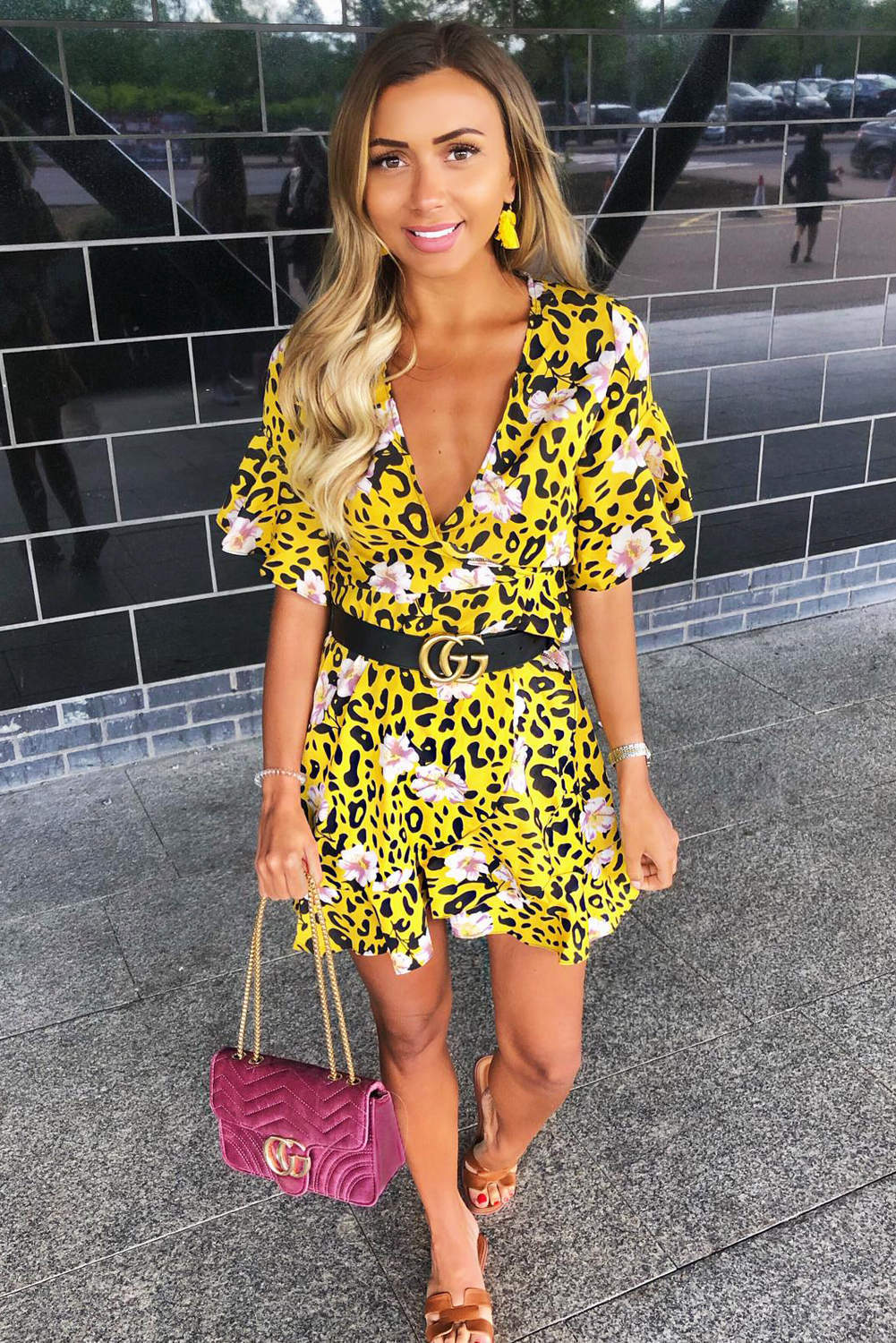 yellow leopard print dress