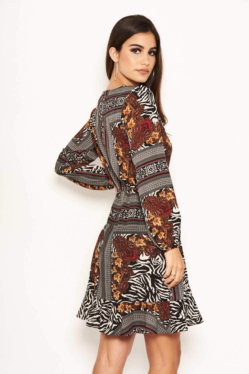 Zebra Multi Print Wrap Dress – AX Paris