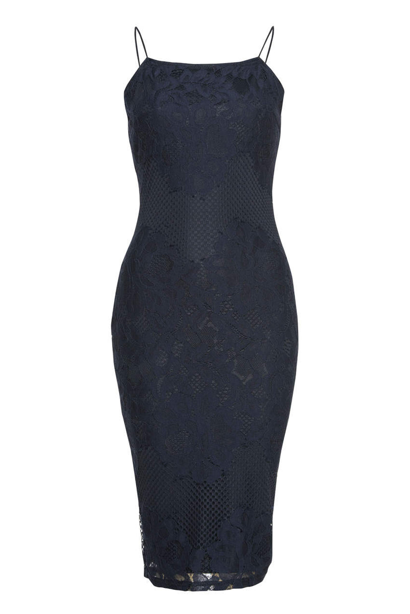 Navy Strappy Lace Midi Dress – AX Paris