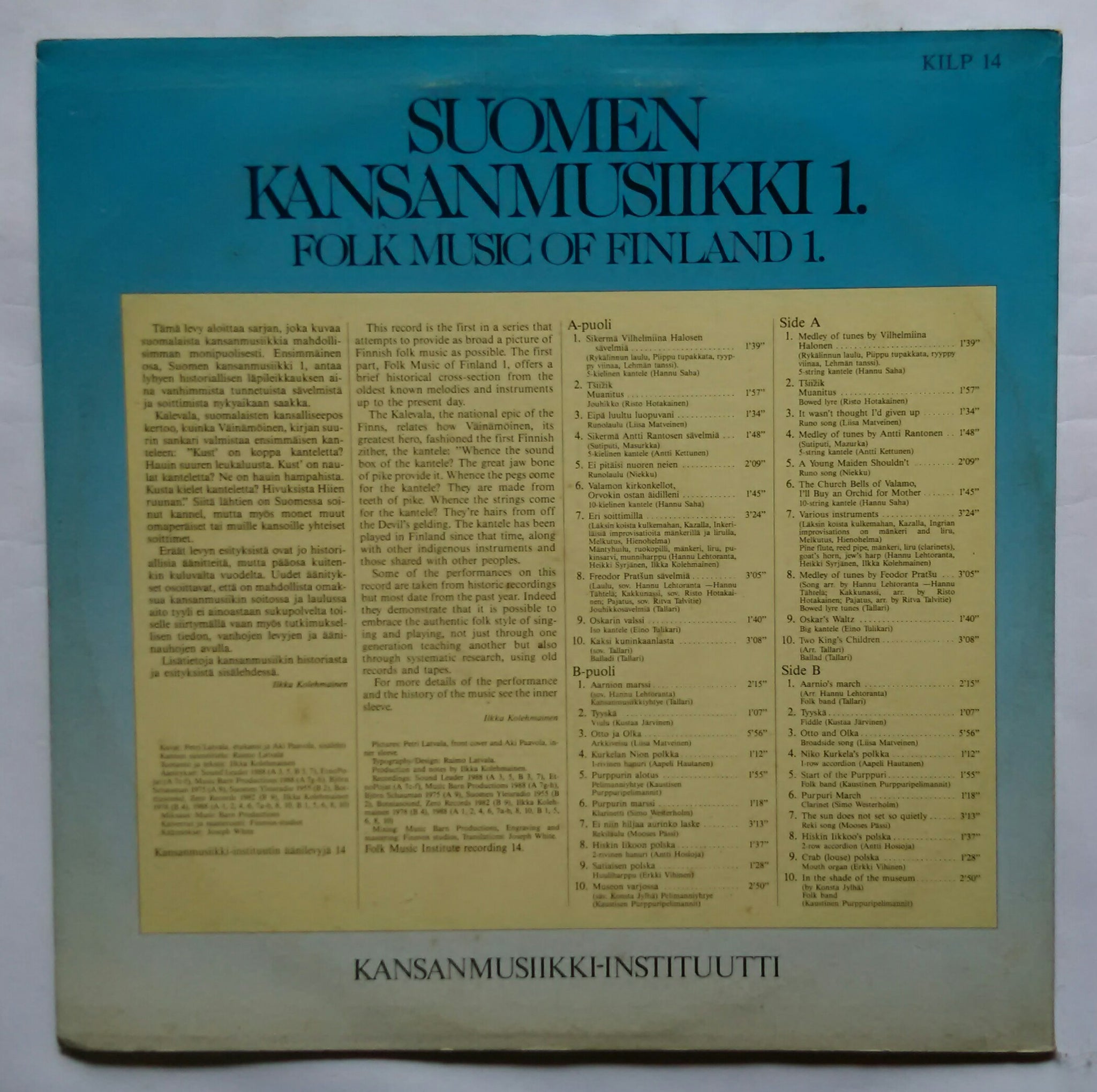 Suomen - Kansanmusiikki 1. Folk Music Of Finland 1 . – AVDigital