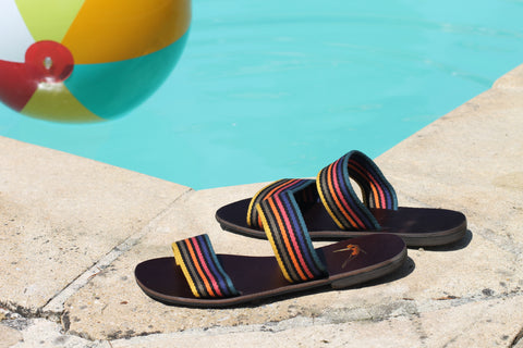 Sandales multicolores en cuir upcyclé mama praia