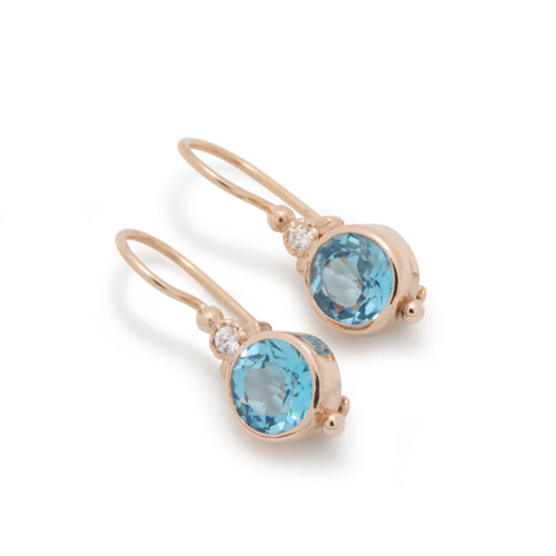 EG0757A-1 Three Gold Dots Studs with Diamonds Yellow Gold