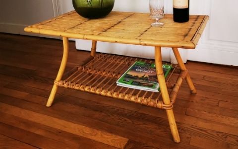 table rectangulaire en bambou