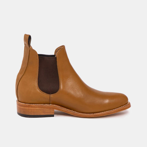 cognac leather chelsea boots