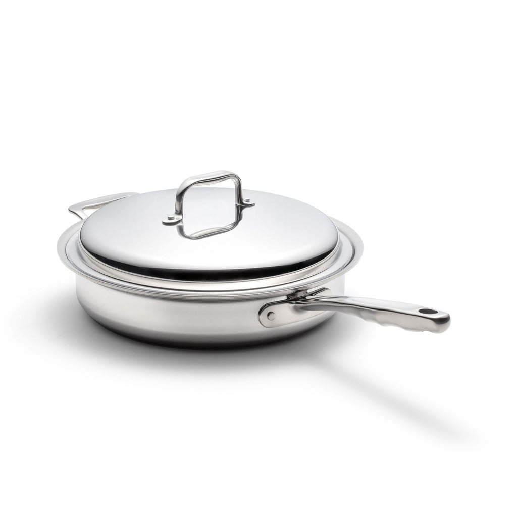 360 Cookware 8.5 inch Fry Pan with Short Handles, Stainless Steel, Oven Safe, Ergonomic Handles