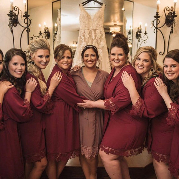 burgundy bridesmaid robe