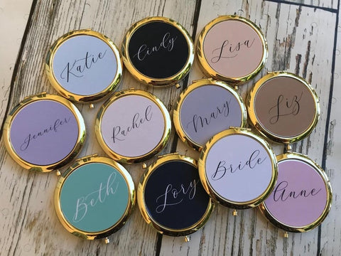  Compact Mirror with Monogram Initial Pocket Mirror Bachelorette  Bridesmaid Gift (Silver, Initial: K) : Beauty & Personal Care