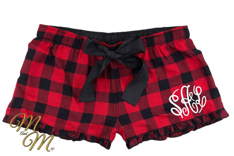 Red and Black Bridesmaid Pajama Shorts