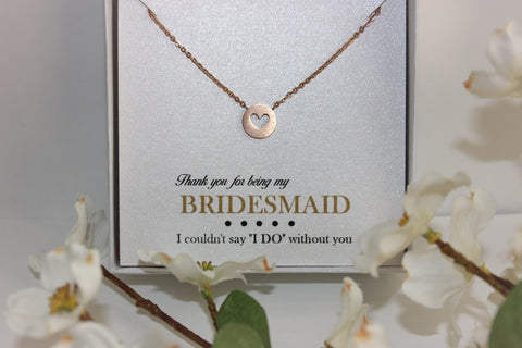 bridesmaid heart necklace