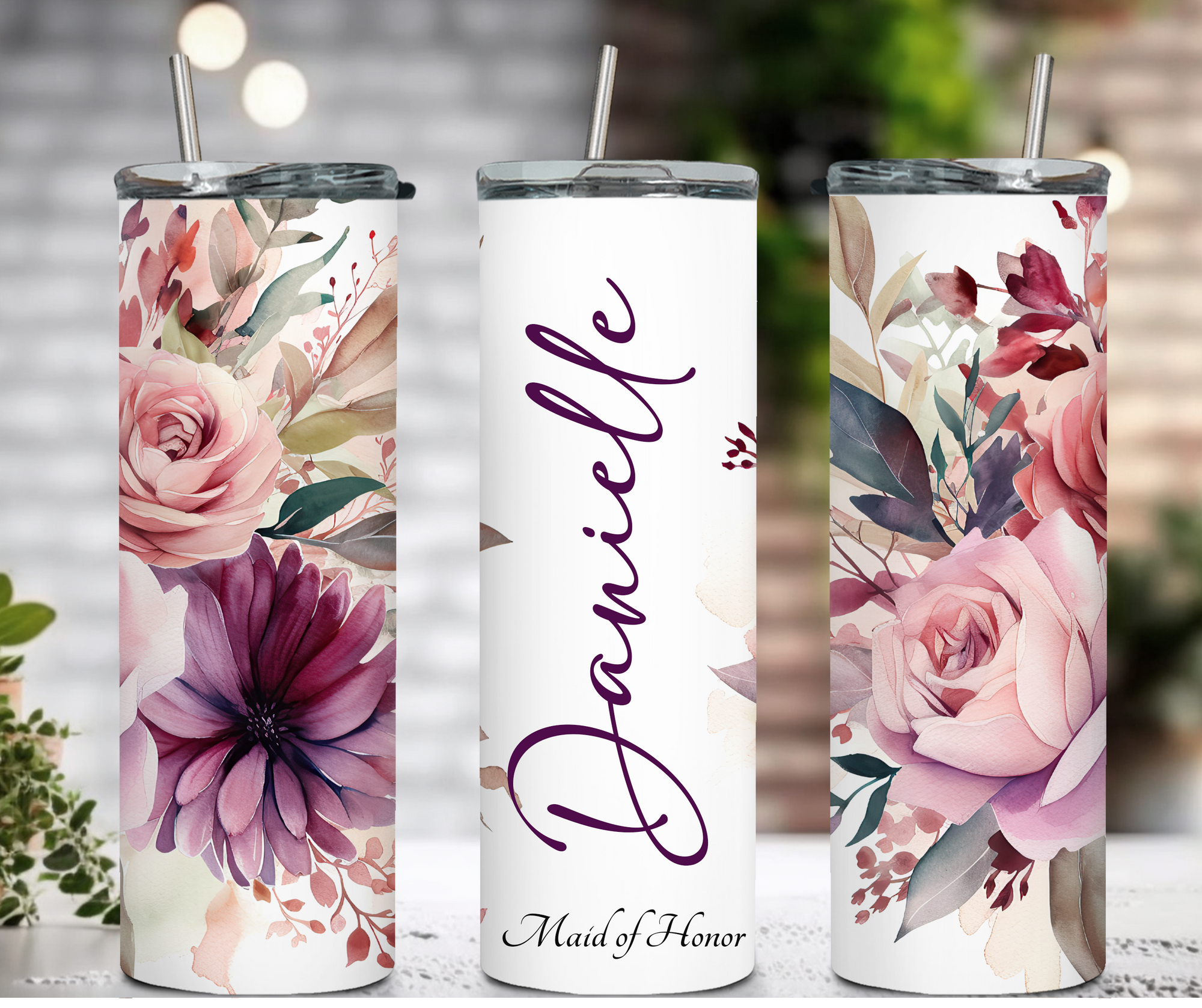 Purple Floral Sipping Tumbler