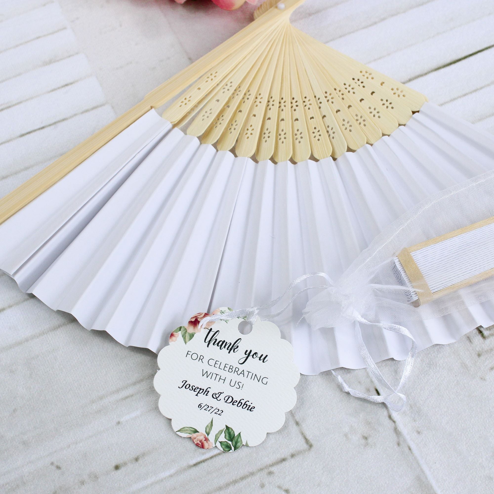 80/60/30Pcs Wedding Hand Fan White Paper Fan Handheld Bamboo Fan Wedding  Gift Guests Fans