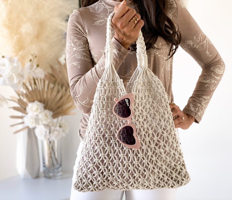 New Womens Bag Handbag Knot Woven Fishing Net Bag Transparent