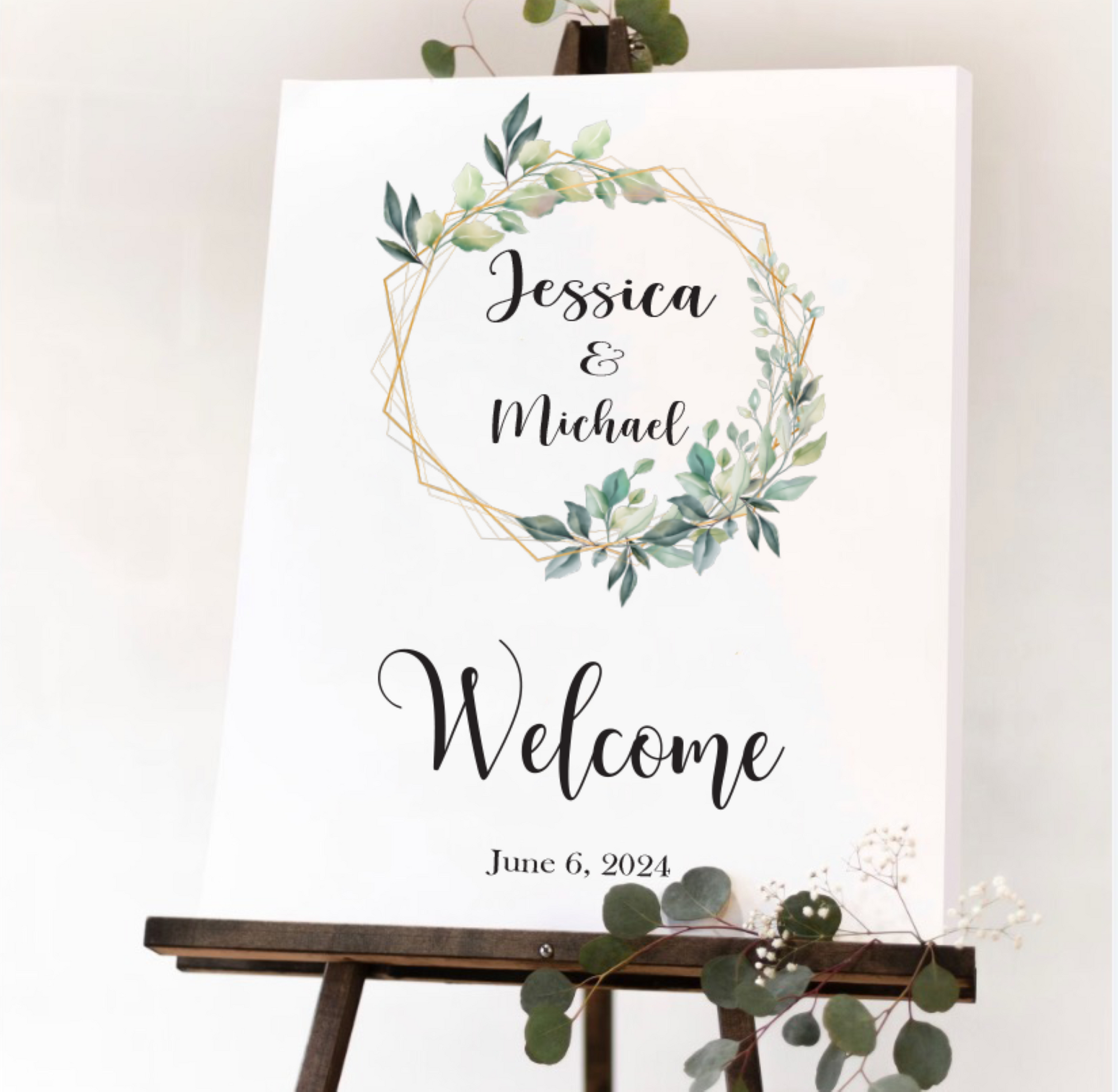 Pink Floral Wedding Welcome Sign  Poppies Personalized Wedding Canvas –  Flutterbye Prints