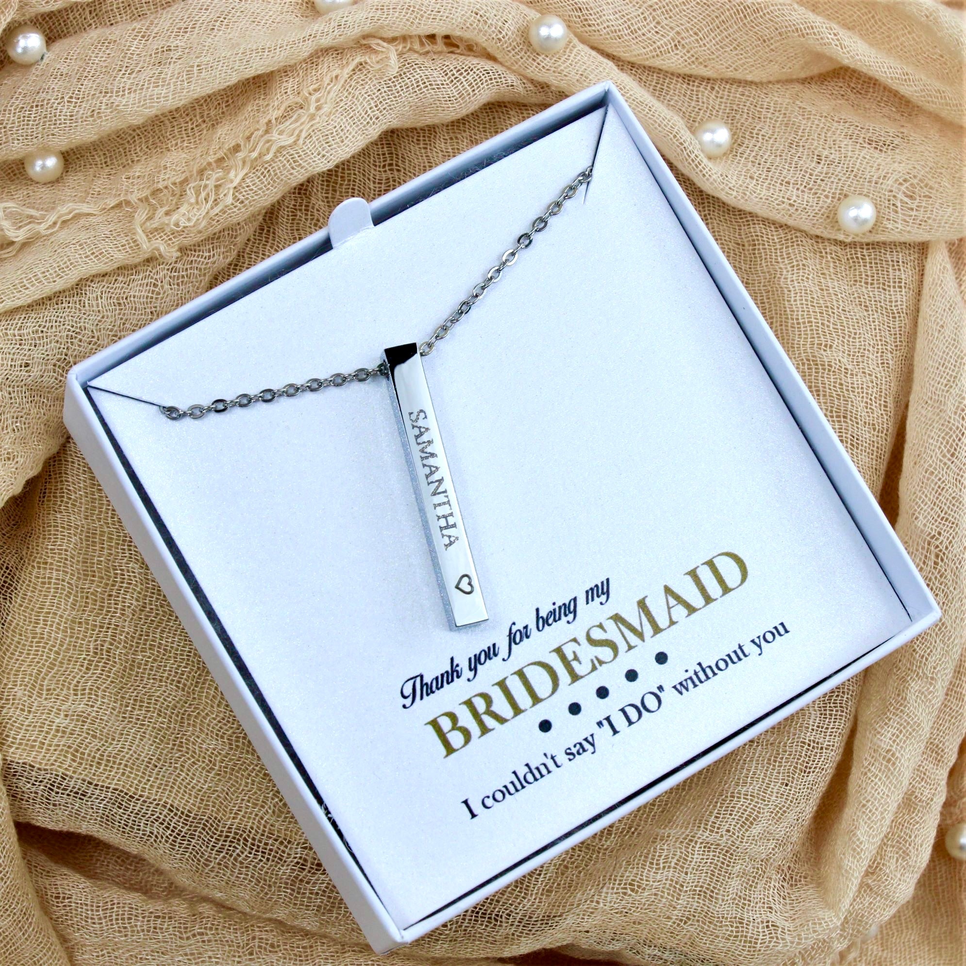 Bridesmaid Gifts Personalized Necklace Engraved Pendant Necklace