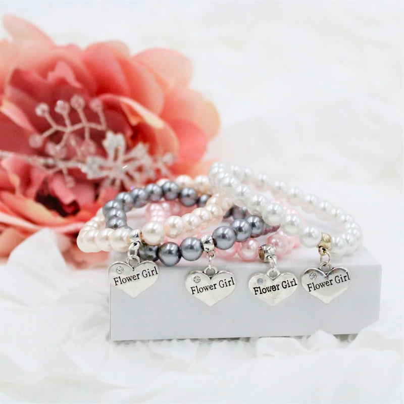 The new flower bracelet with pink cherry blossom green pearl small pure and  fresh and heartly sweet bracelet