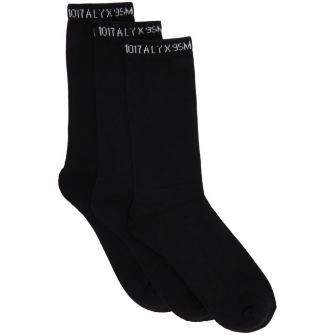 1017 9SM Three-Pack Black Logo Socks – BlackSkinny