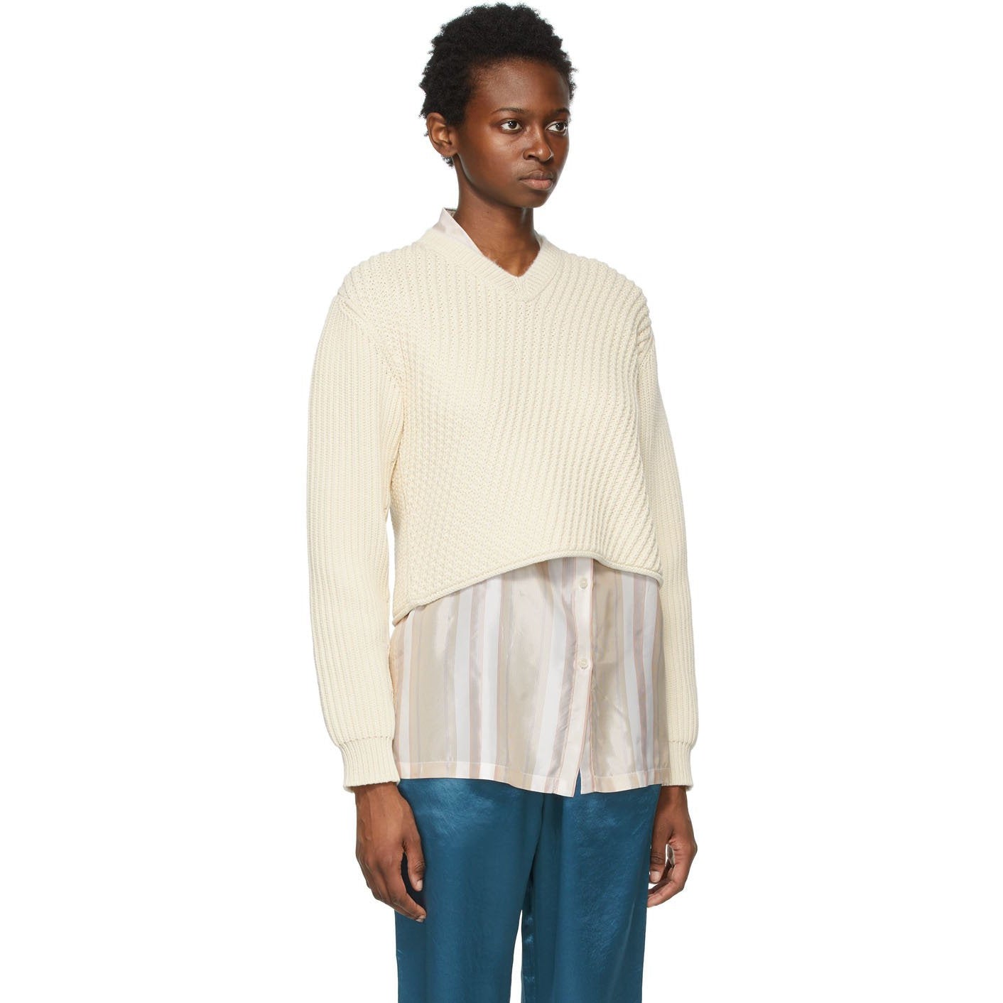 cropped off white sweater