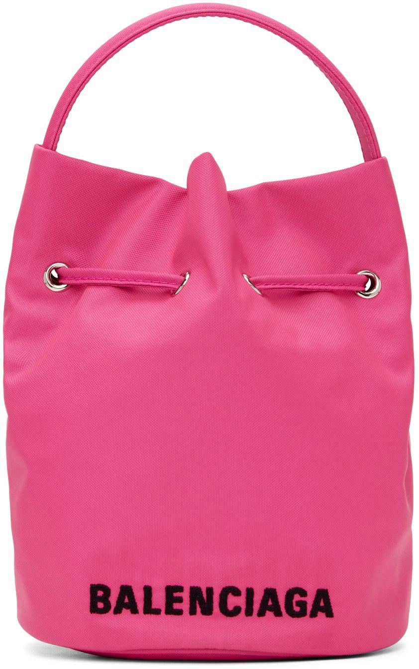 pink balenciaga bucket bag