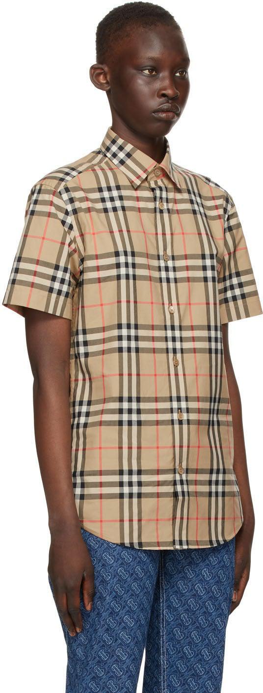 Burberry Beige Check Caxton Short Sleeve Shirt – BlackSkinny