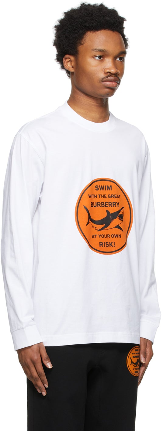 Burberry White Shark Graphic Long Sleeve T-Shirt – BlackSkinny