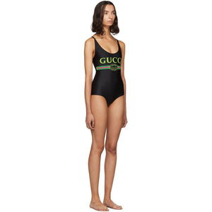 Gucci Black Vintage Logo Sparkling One-Piece Swimsuit – BlackSkinny
