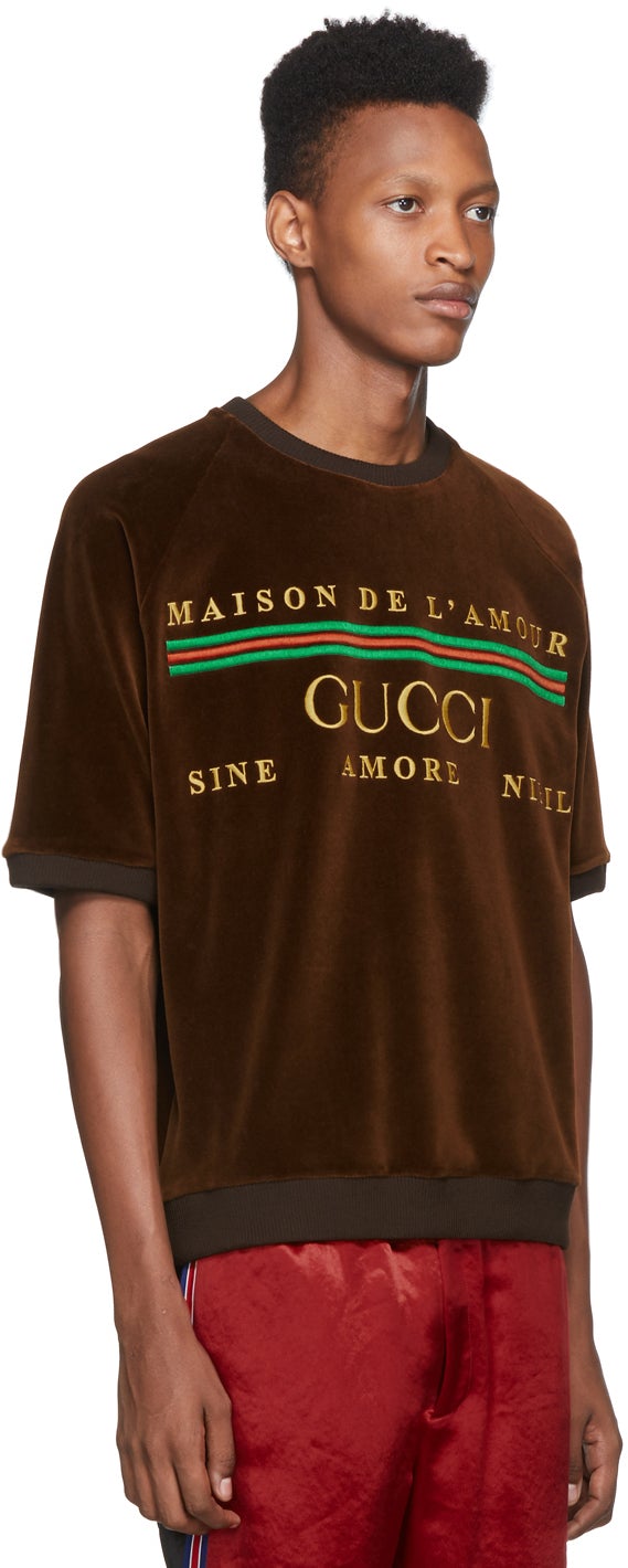 Gucci Brown Chenille 'Maison De l'Amour' T-Shirt – BlackSkinny