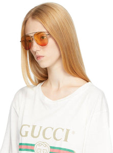 gucci women's gold aviator sunglasses