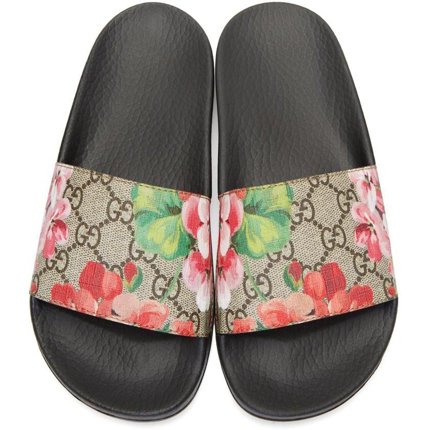 Gucci Multicolor GG Flora Slides – BlackSkinny