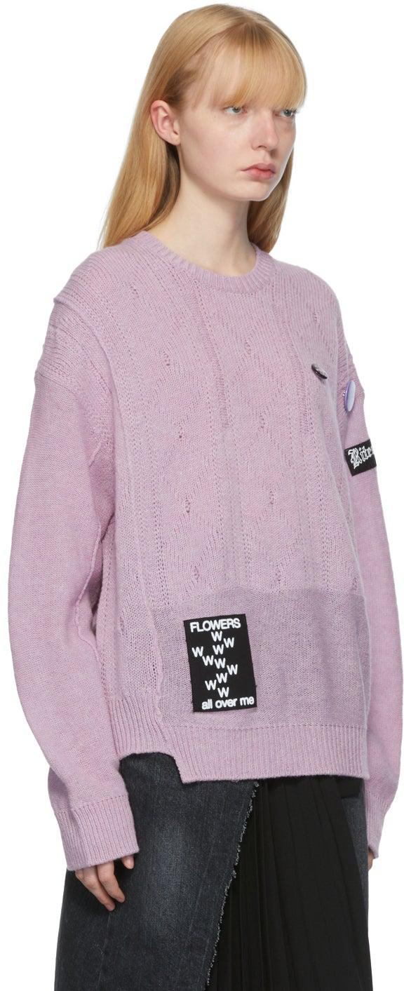 Raf Simons Purple Oversized Reversed Braid Relief Sweater