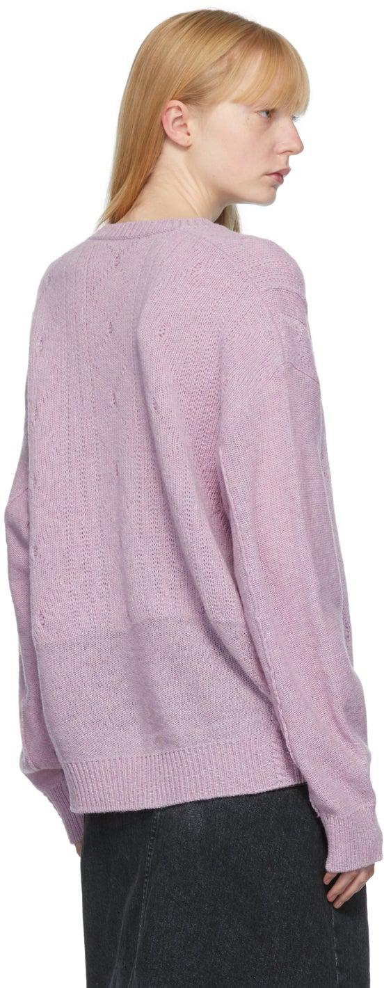 Raf Simons Purple Oversized Reversed Braid Relief Sweater