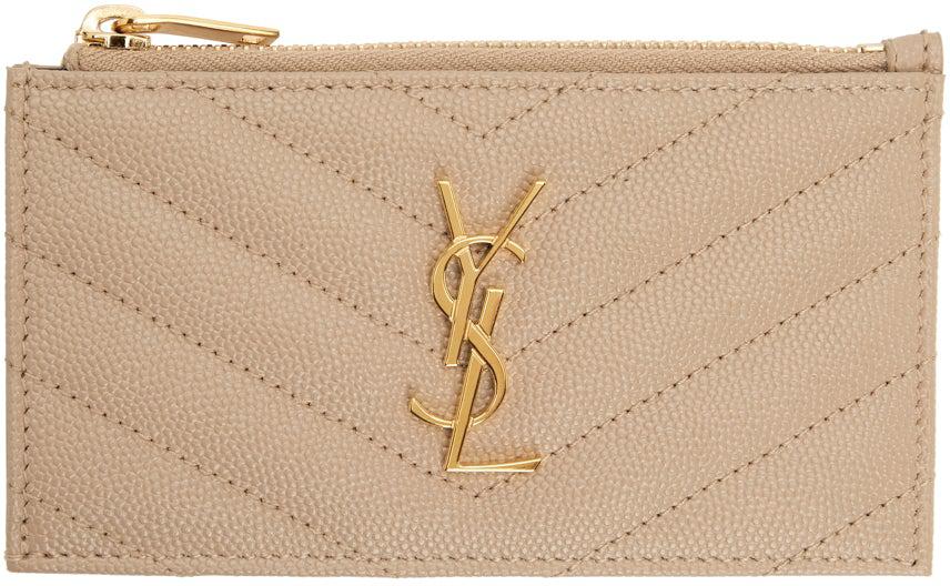 ysl card holder beige