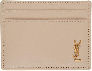 beige ysl card holder