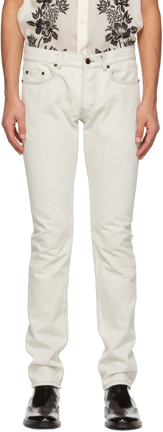 saint laurent white jeans