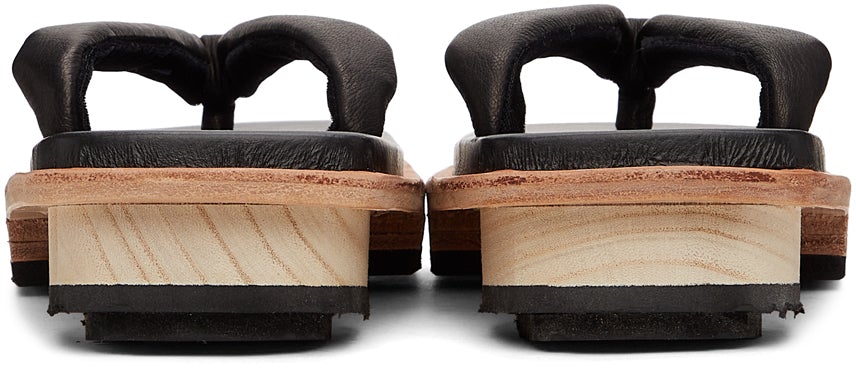 Sasquatchfabrix. Black MARIEOHIRA Edition Leather Geta Sandals