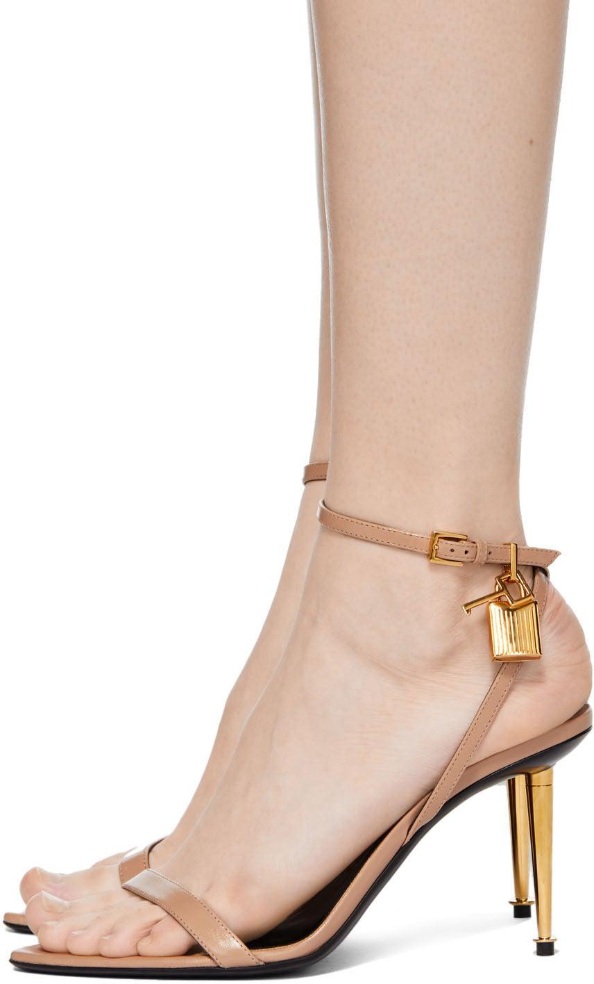 TOM FORD Beige Open Padlock 85 Heeled Sandals – BlackSkinny