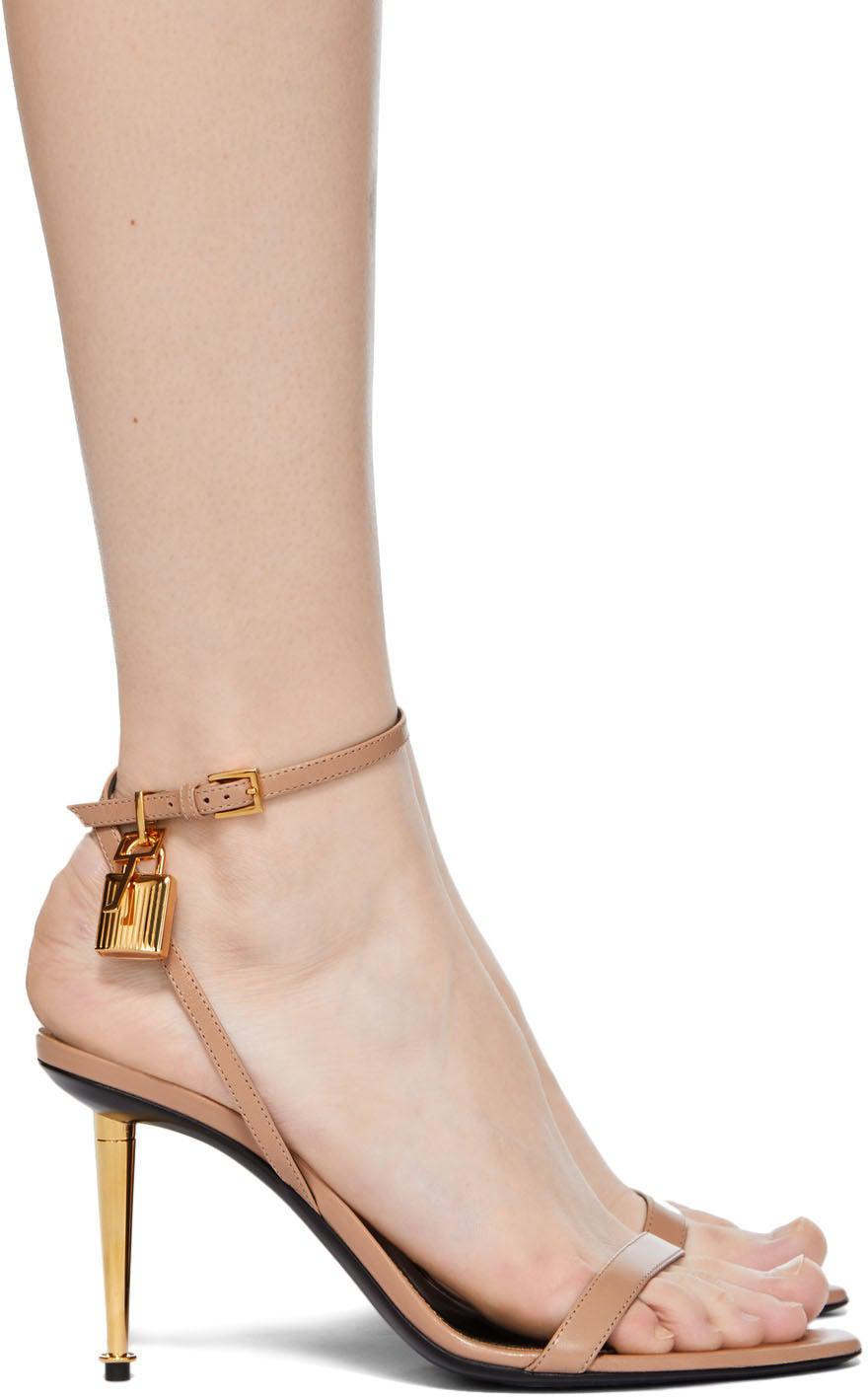 TOM FORD Beige Open Padlock 85 Heeled Sandals – BlackSkinny