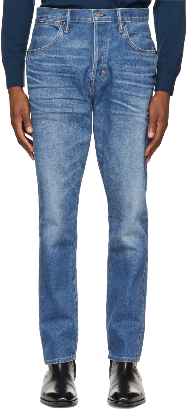 TOM FORD Blue Tapered Selvedge Jeans – BlackSkinny
